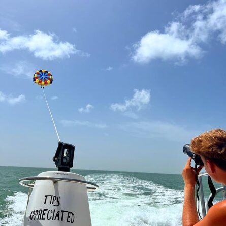 Family enjoy flying with us in Parasailing